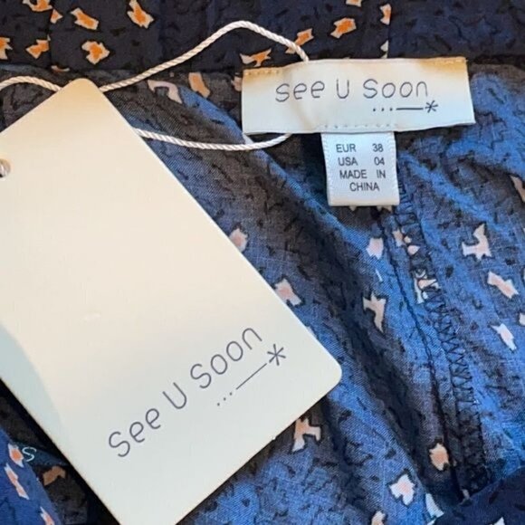 NWT See U Soon Anthropologie Blue Slim Ankle Trouser Pants Office Career Sz 4 - Picture 12 of 13